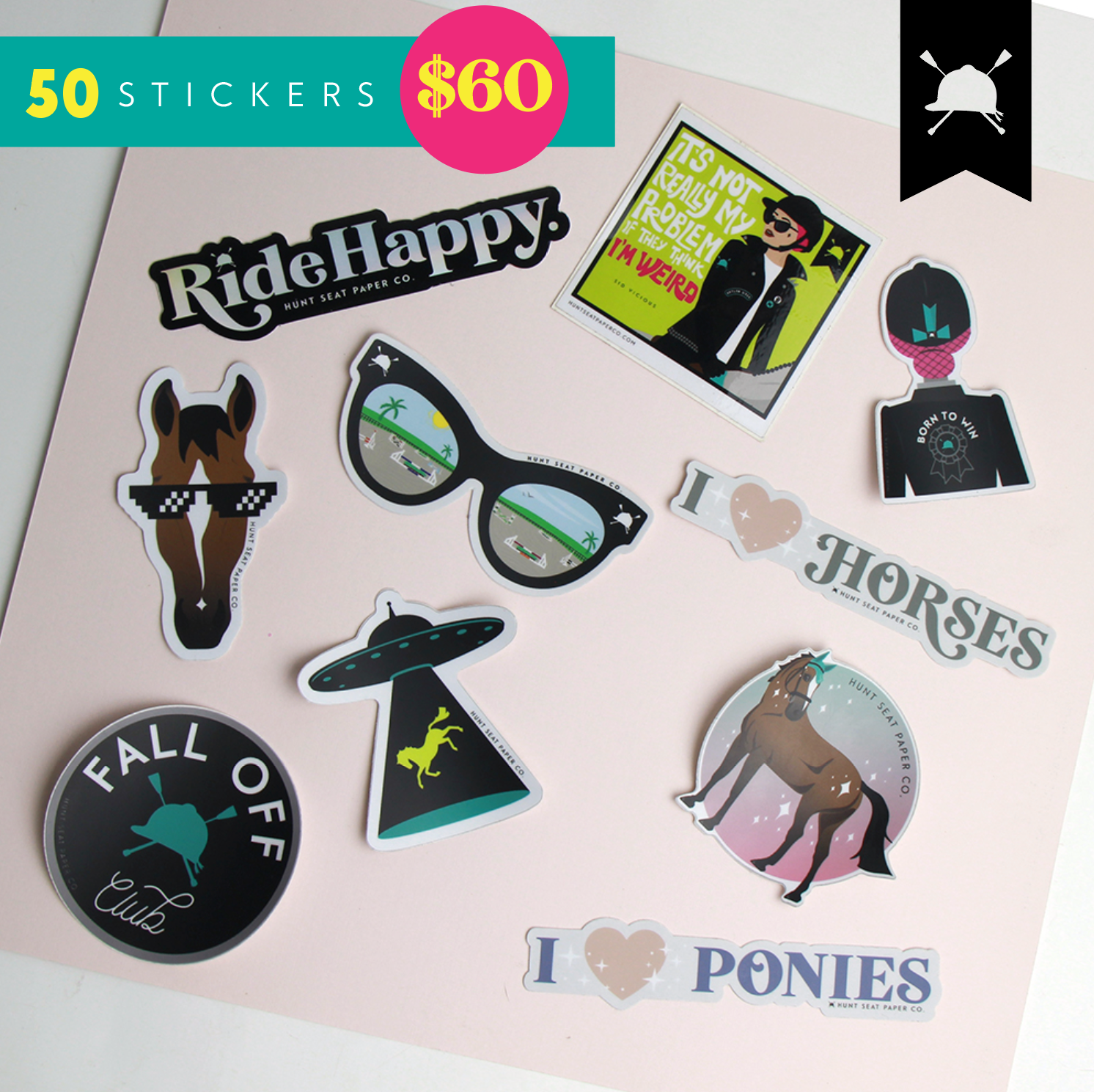 Bulk 50 Horse Stickers for Equestrians
