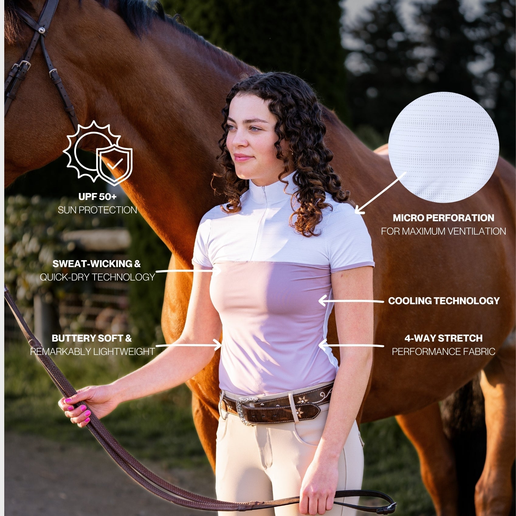 Ultra Breathable Short Sleeve Show Shirt – UPF 50+ Riding Shirt