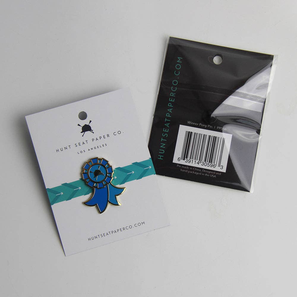 Winner Pony Pin - Equestrian Blue Ribbon Lapel Pin for Gift