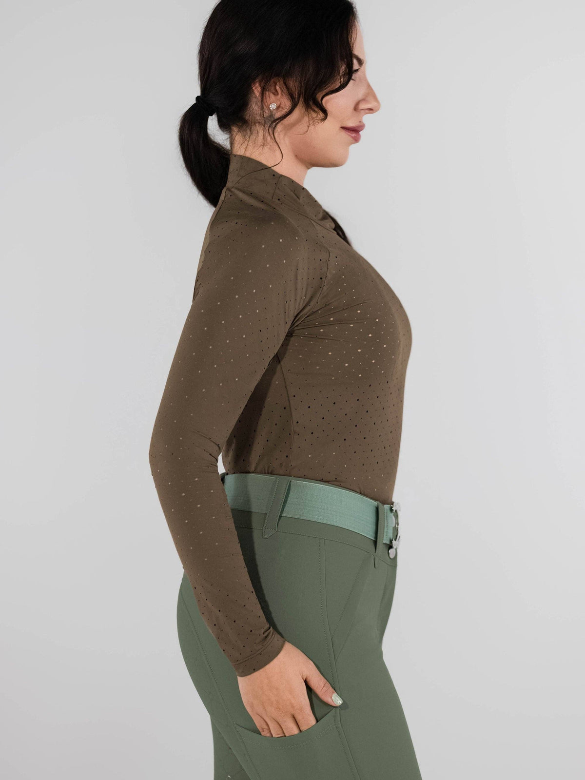 Dapplebay Aircut Mock Neck LS Top-Chestnut