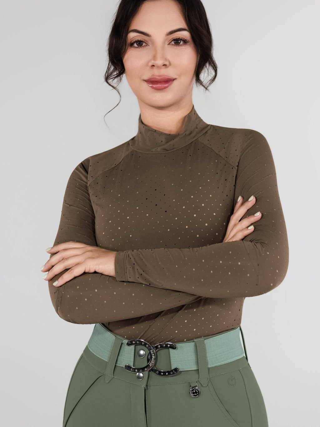 Dapplebay Aircut Mock Neck LS Top-Chestnut
