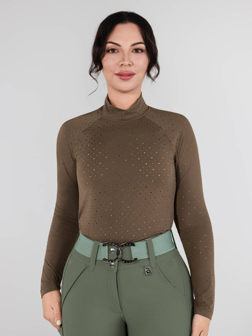 Dapplebay Aircut Mock Neck LS Top-Chestnut