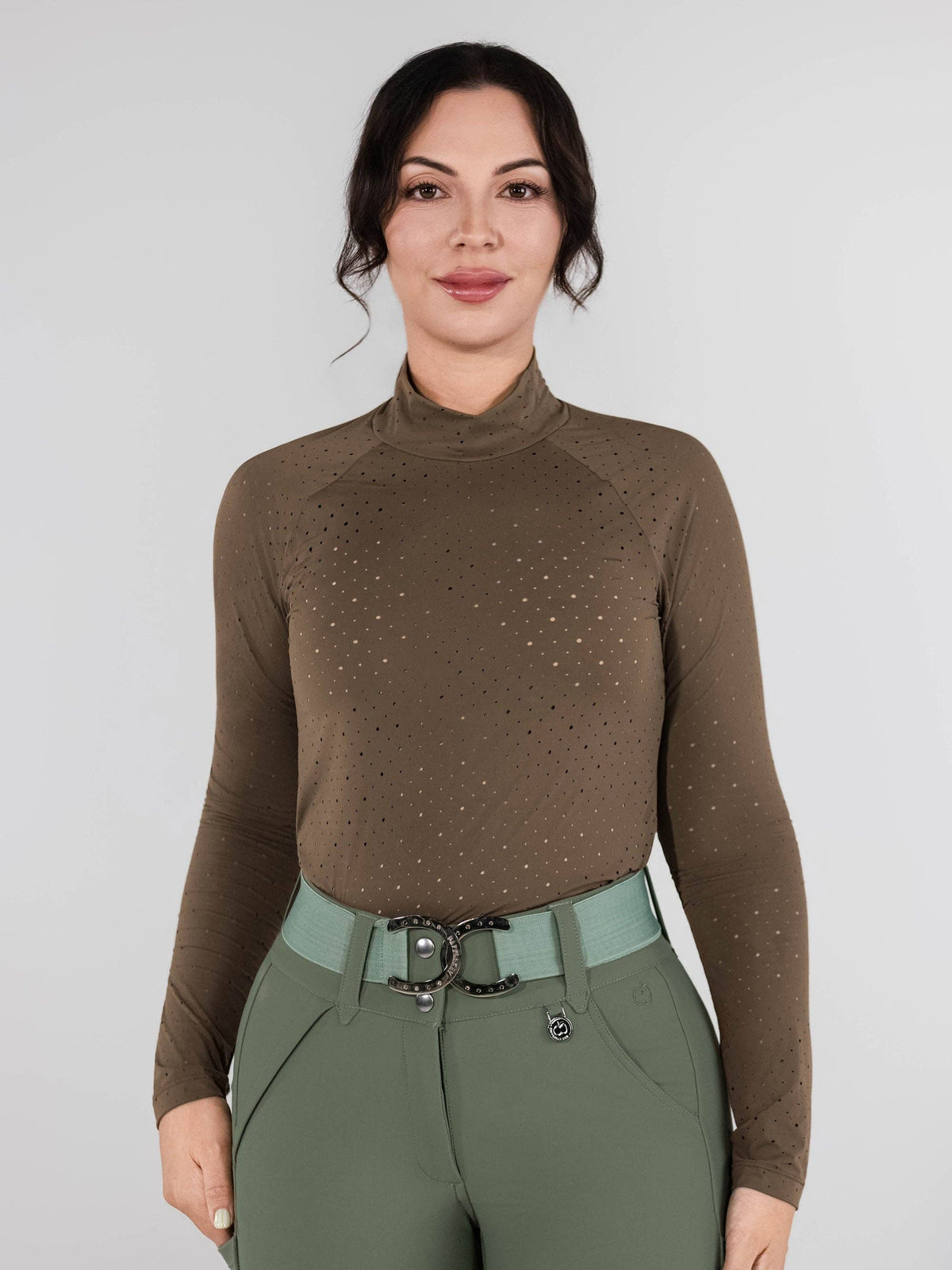 Dapplebay Aircut Mock Neck LS Top-Chestnut