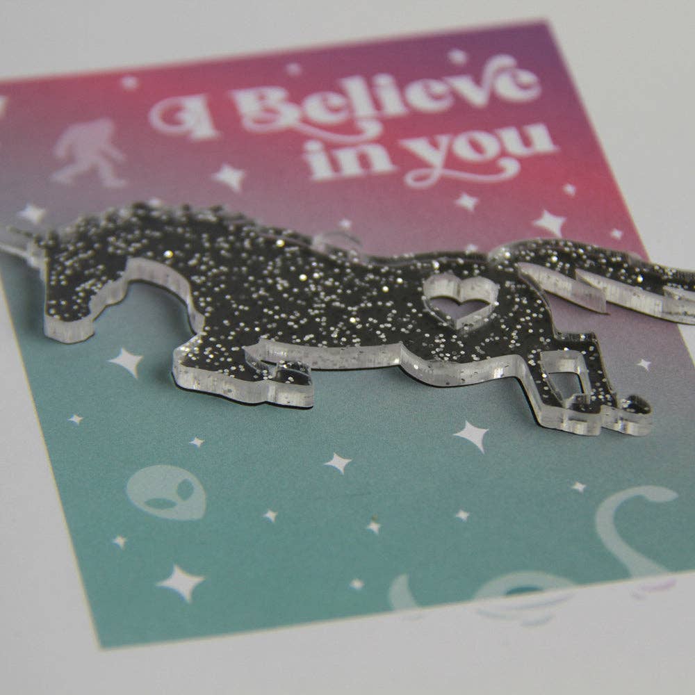 I Believe Charm Card - Unicorn, UFO, Big Foot and Nessy Card