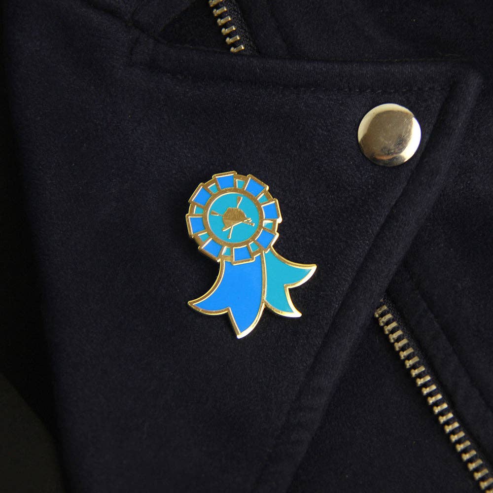 Winner Pony Pin - Equestrian Blue Ribbon Lapel Pin for Gift