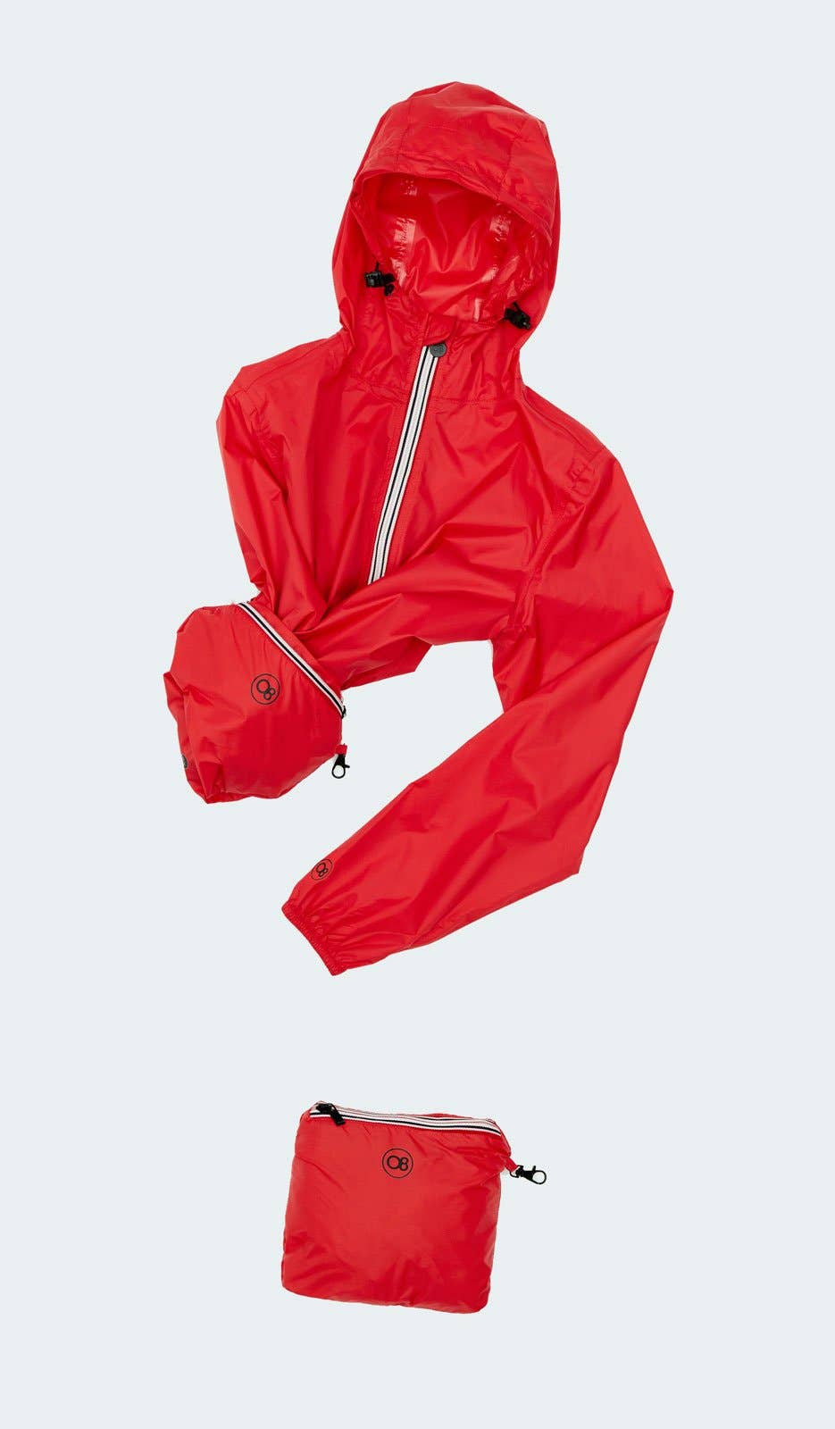 Women fit-gloss stars black full zip packable rain jacket