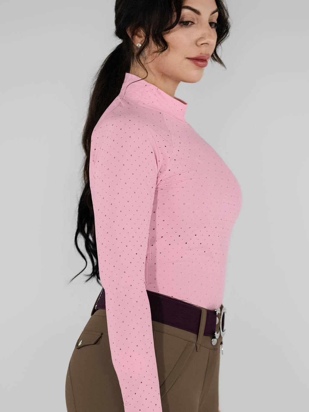 Dapplebay Aircut Mock Neck LS Top-Ballet Pink