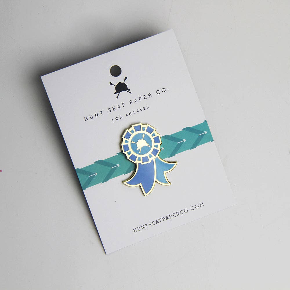 Winner Pony Pin - Equestrian Blue Ribbon Lapel Pin for Gift