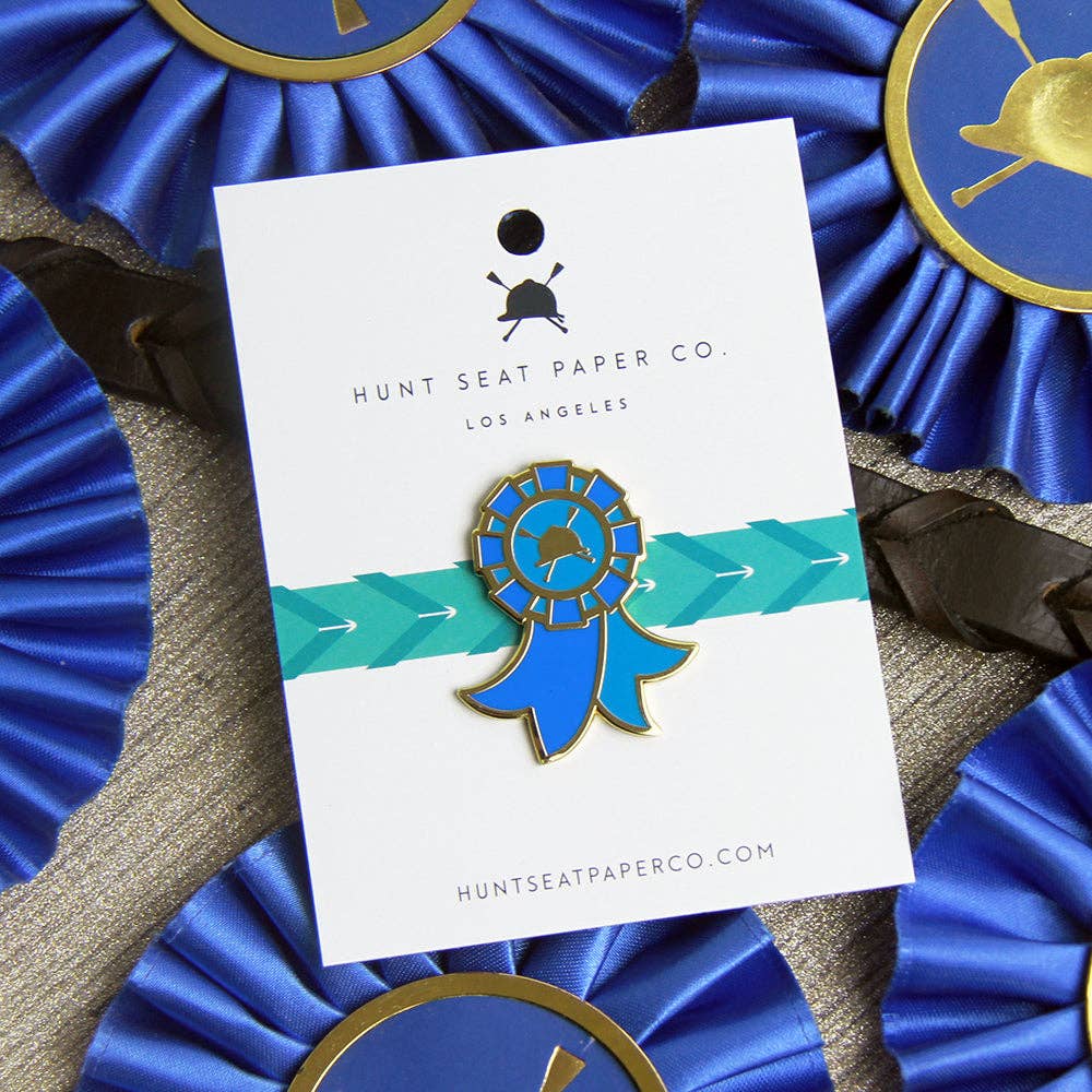 Winner Pony Pin - Equestrian Blue Ribbon Lapel Pin for Gift