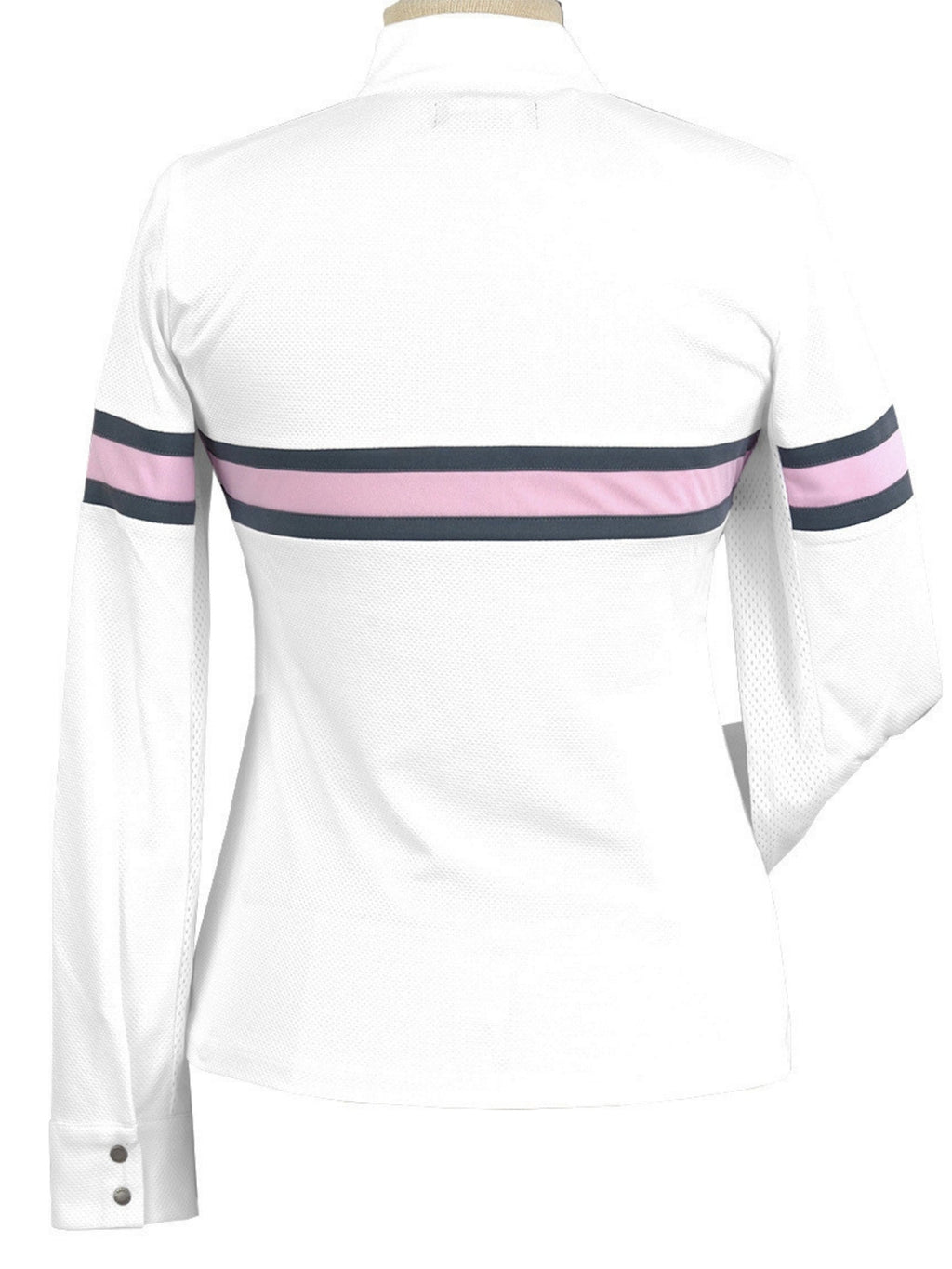 Cambridge Ladies Long Sleeve Show Shirt - White with Grey & Pink