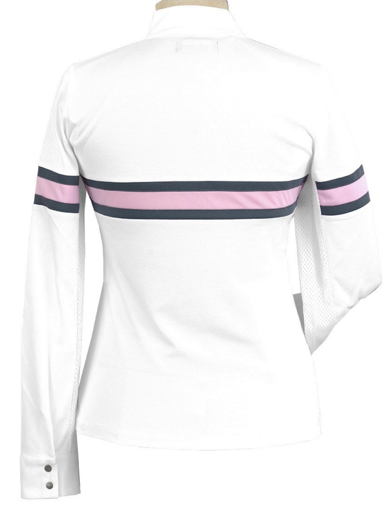 Cambridge Ladies Long Sleeve Show Shirt - White with Grey & Pink