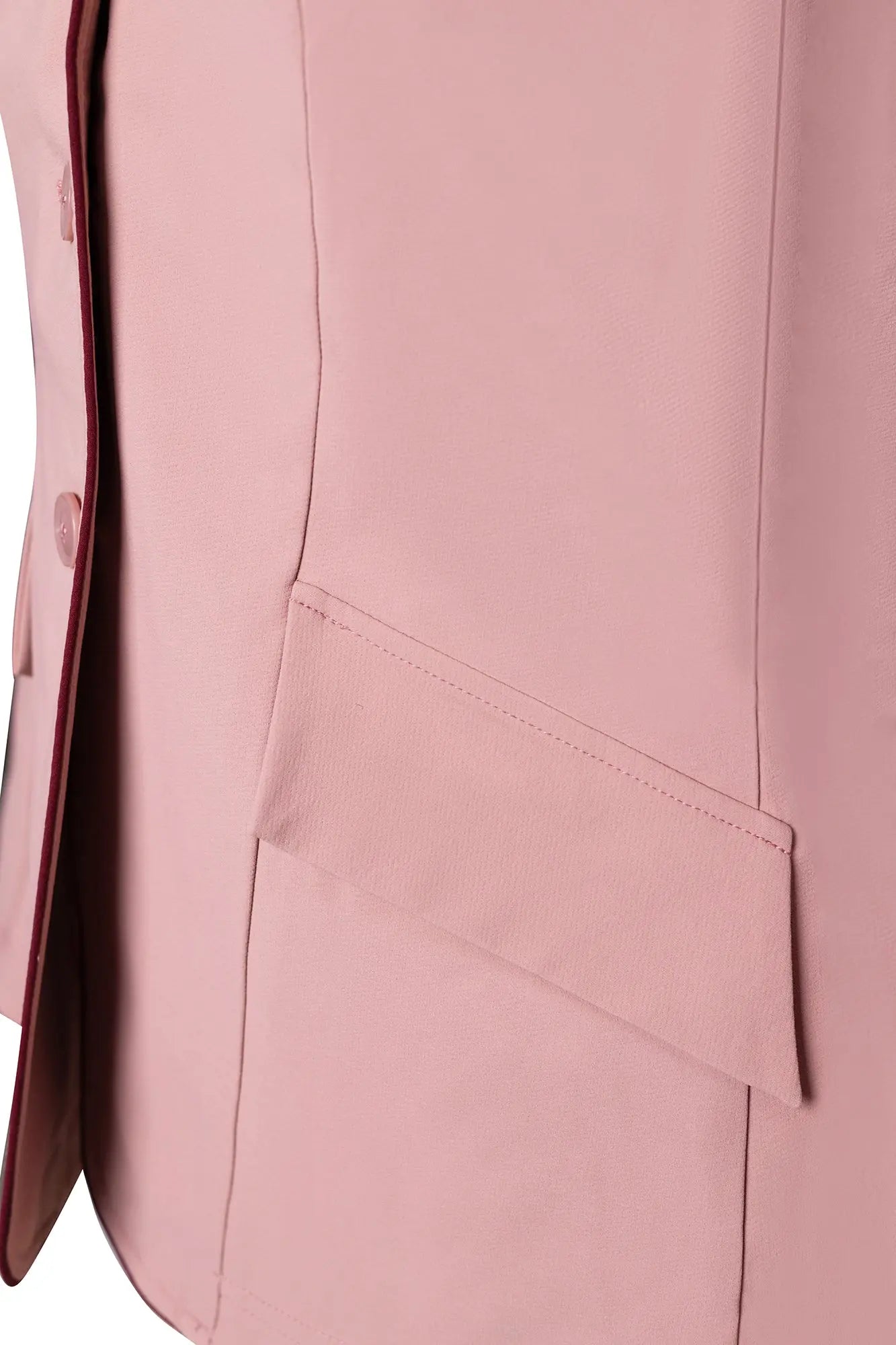 Grand Prix Ladies EQJ 3 Button Show Coat, Rose with Burgundy Piping