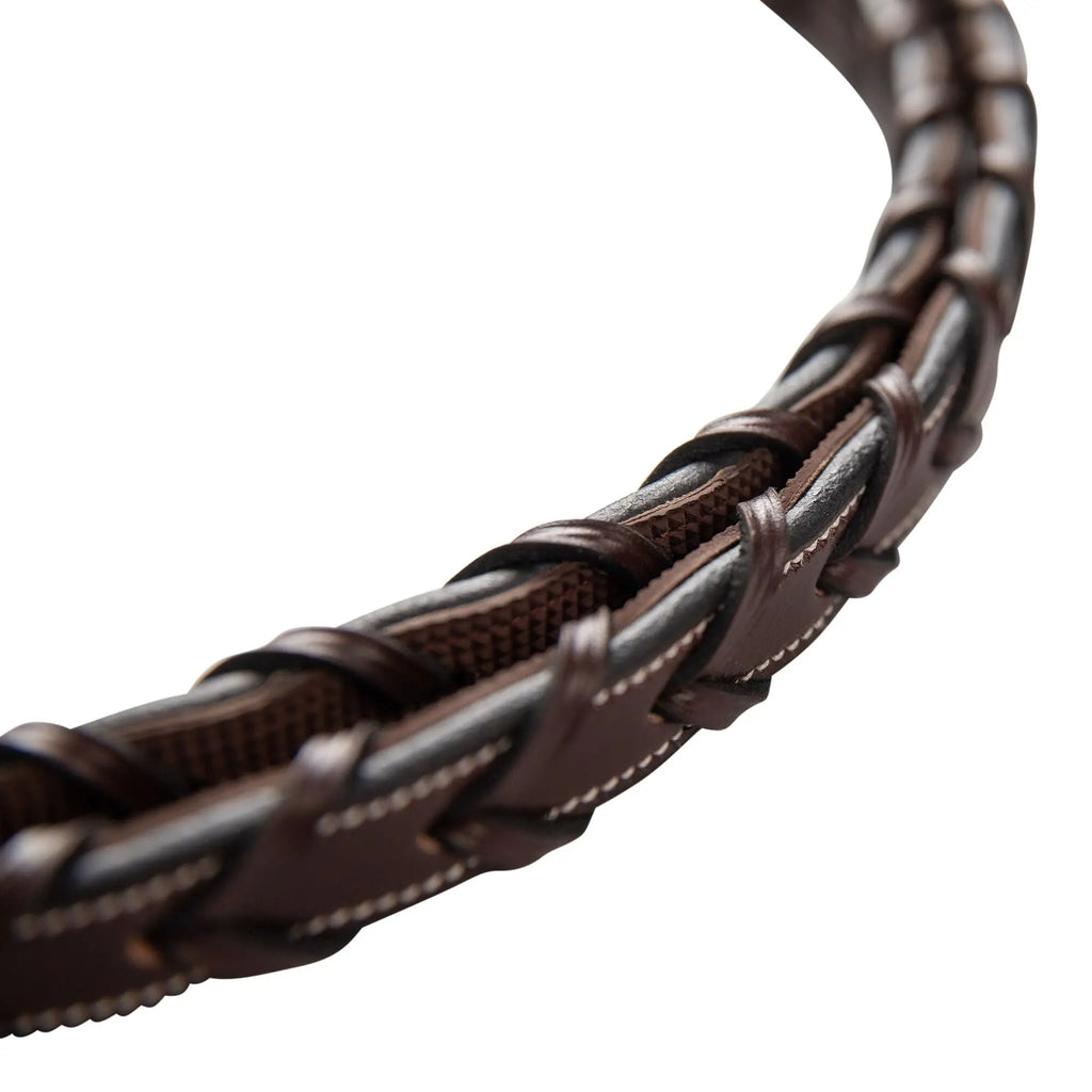 Huntley Equestrian Fancy Stitched Rubber Lined Laced Reins, Size Full