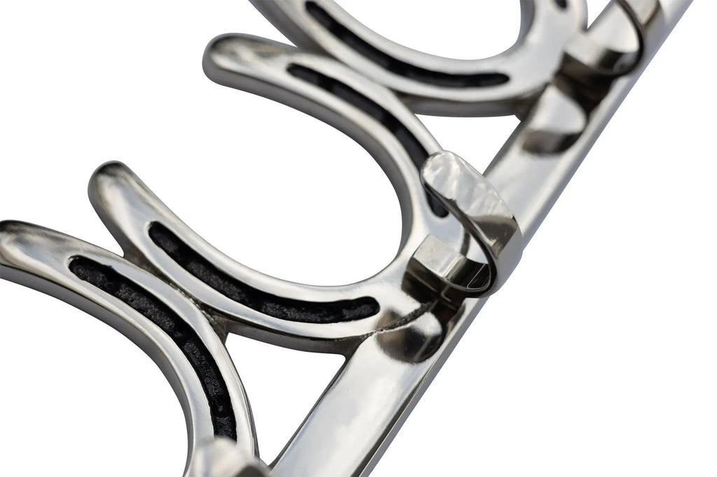 Huntley Equestrian Silver Horseshoe Wall Hook Rack-3 Hook Equestrian Home and Barn Decor