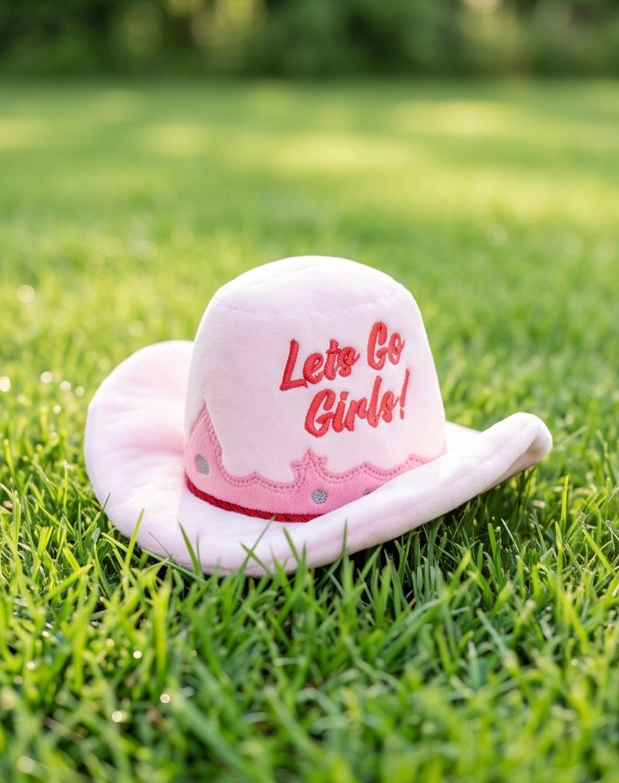 Dog Toy pink cowgirl hat
