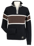 Oxford Quarter Zip Sweater - Black & Chocolate