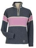Oxford Quarter Zip Sweater - Grey & Pink
