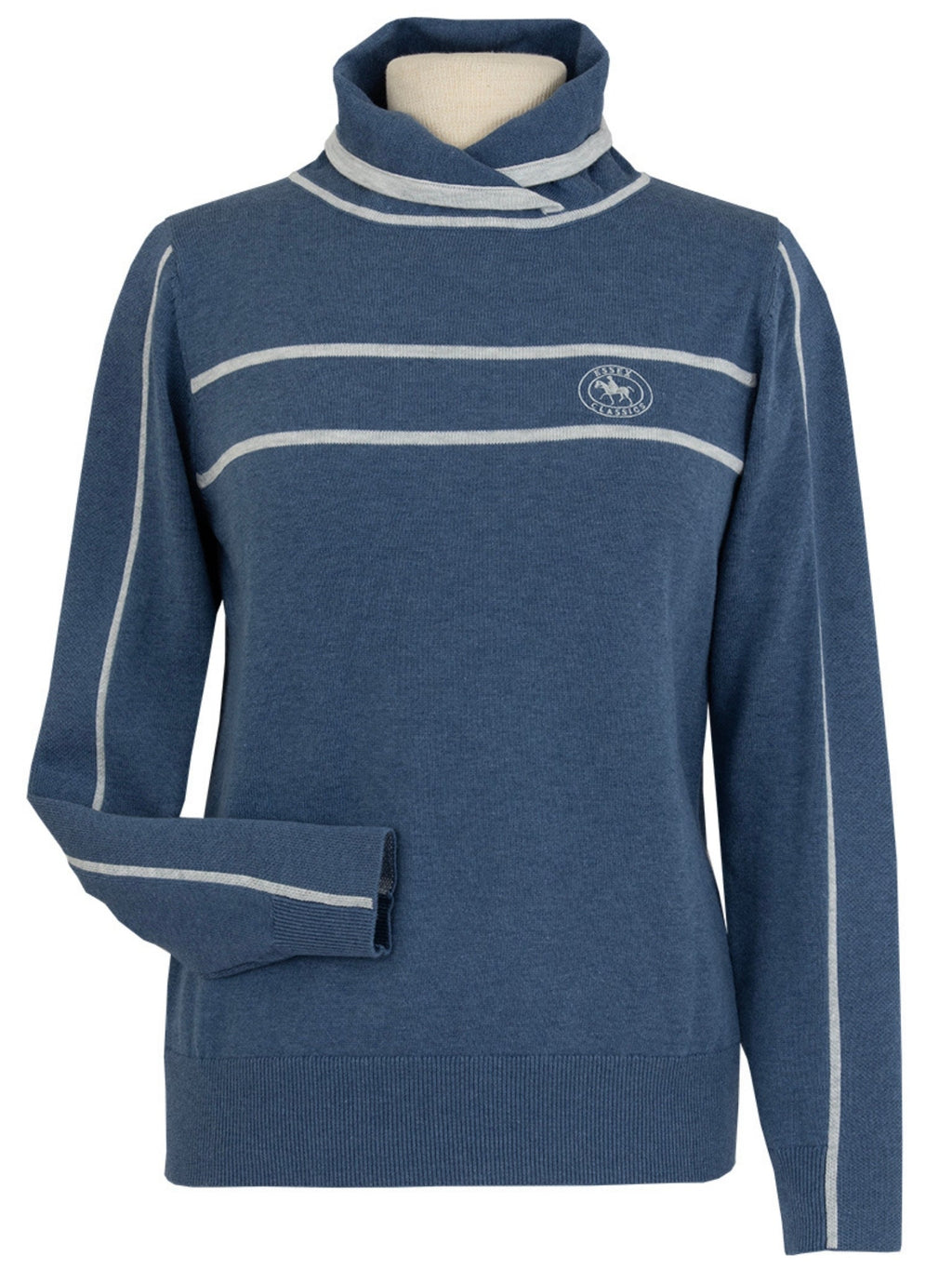 Hampton Sweater - Dusty Blue & Light Grey