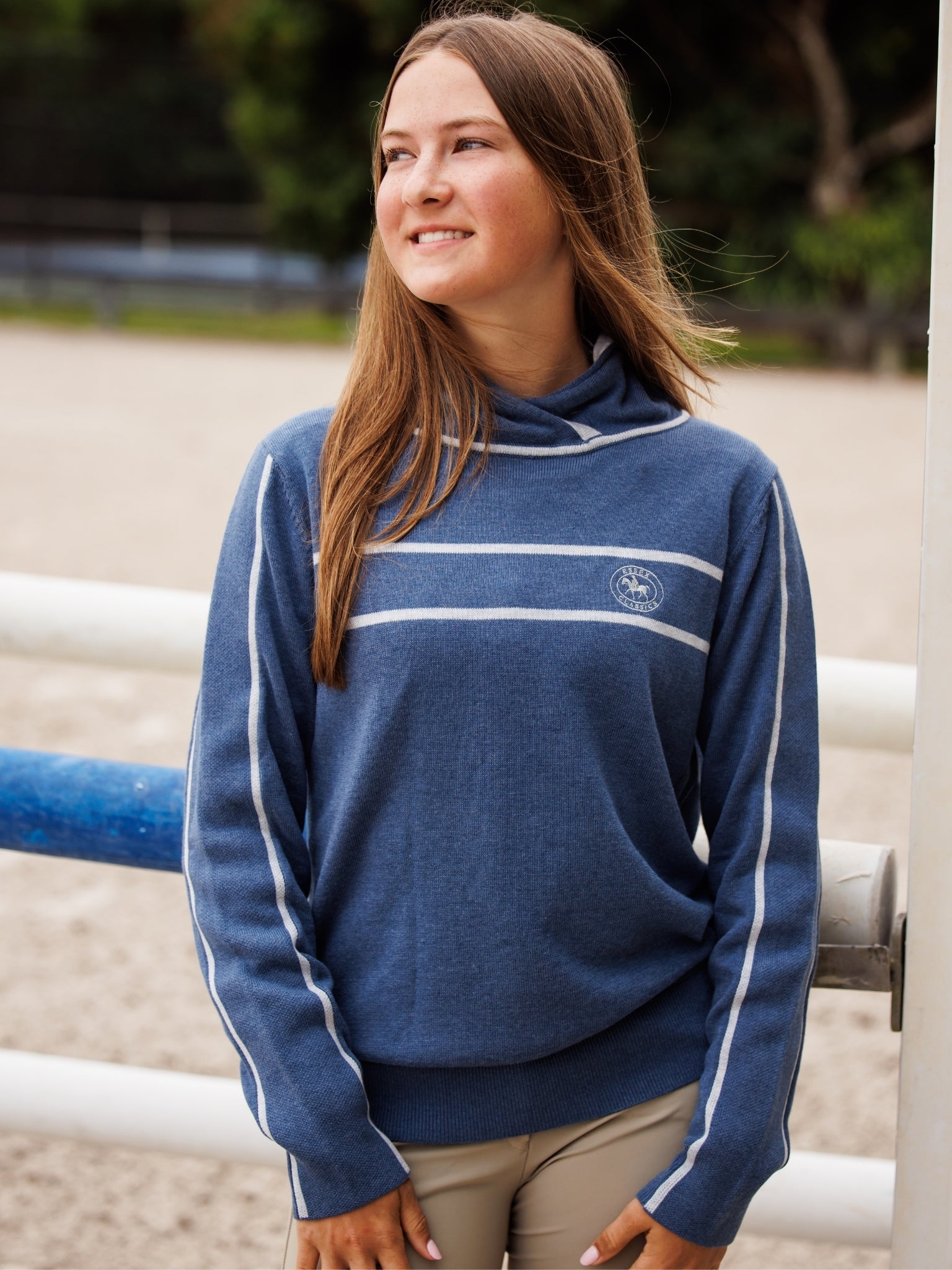 Hampton Sweater - Dusty Blue & Light Grey