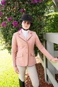 Grand Prix Ladies EQJ 3 Button Show Coat, Rose with Burgundy Piping