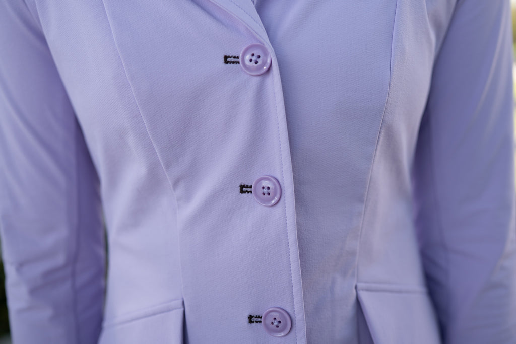 Grand Prix Ladies EQJ 3 Button Show Coat, Lilac with Chocolate Collar