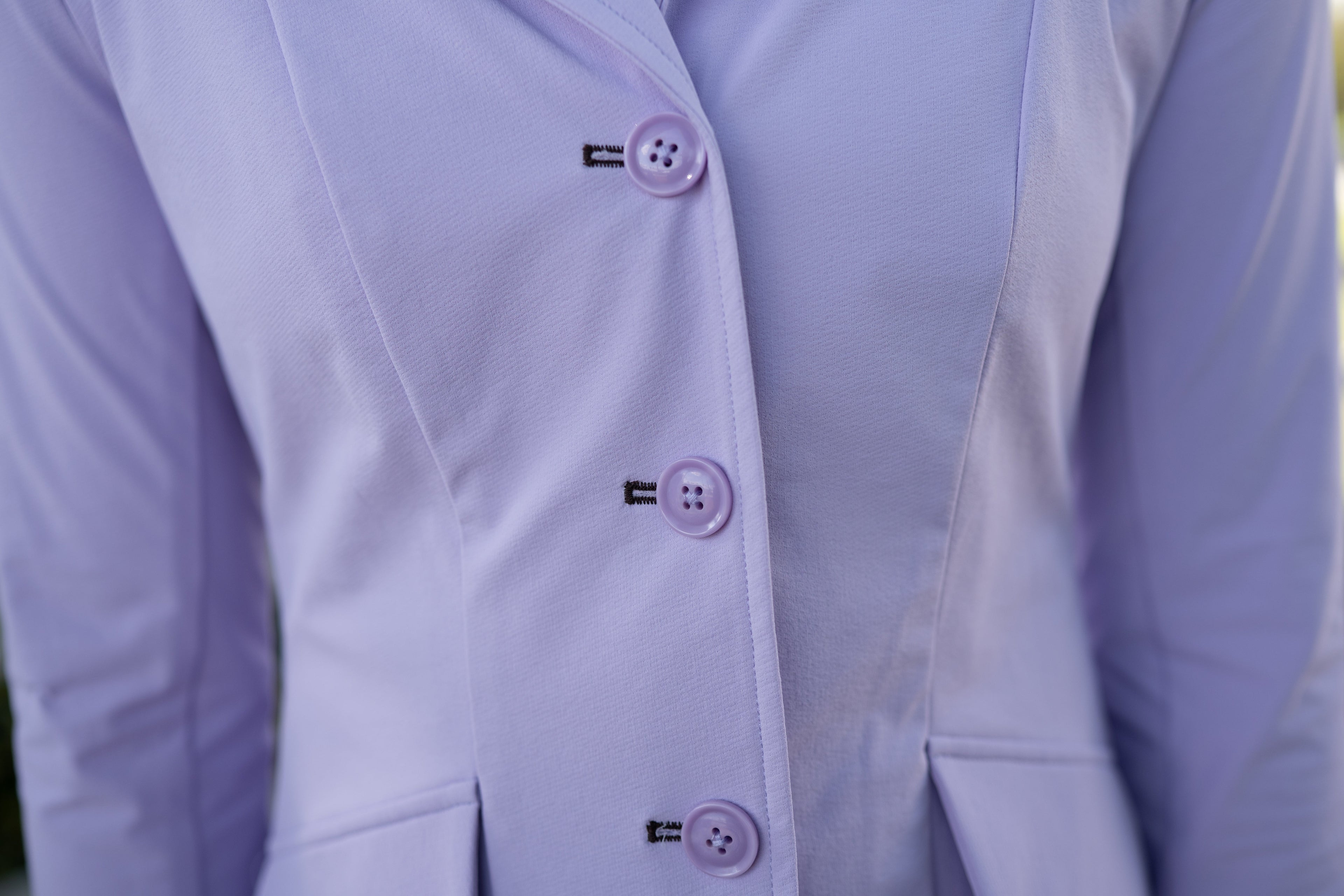 Grand Prix Ladies EQJ 3 Button Show Coat, Lilac with Chocolate Collar