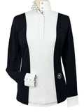 Ladies "Luna II" Black with Braided Reins & Bits Long Sleeve Performance Show Shirt