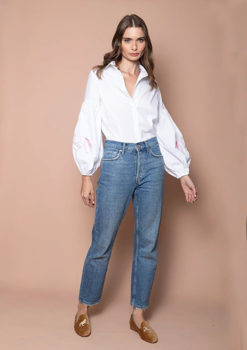 Nellie Button-Down Shirt - Love Embroidery