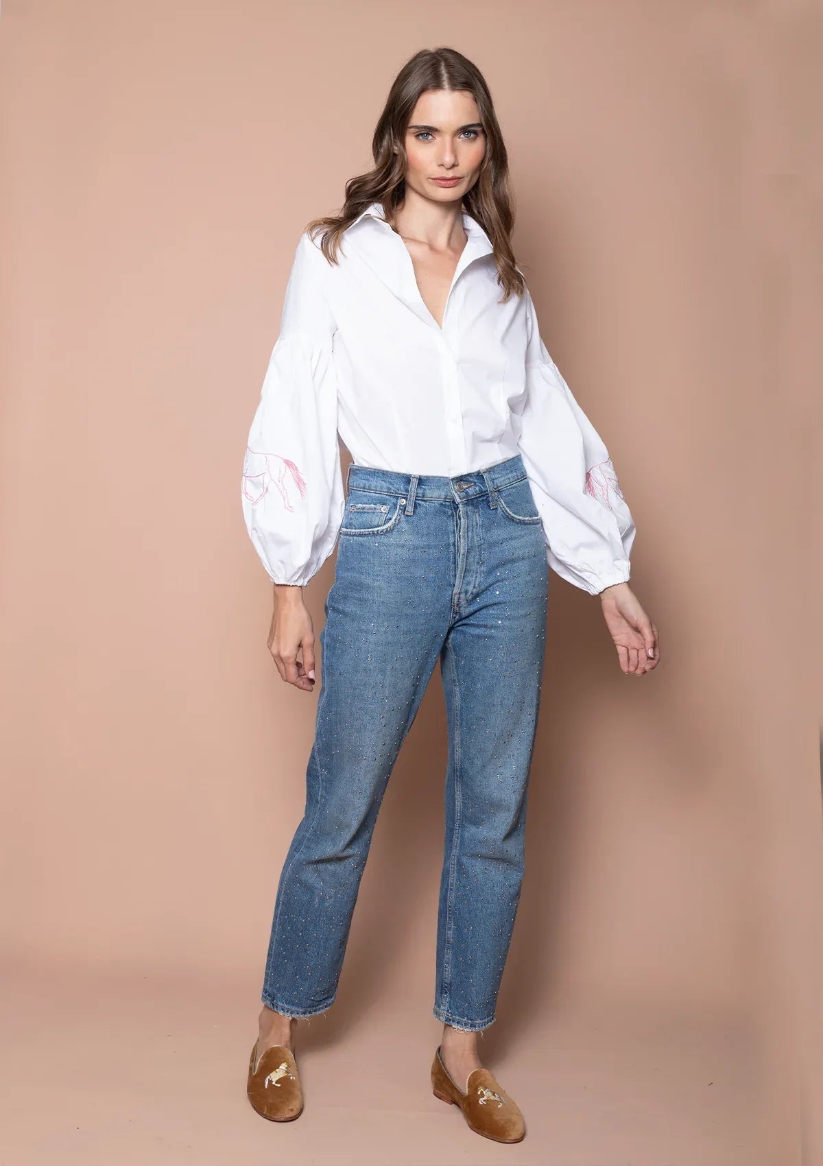 Nellie Button-Down Shirt - Love Embroidery