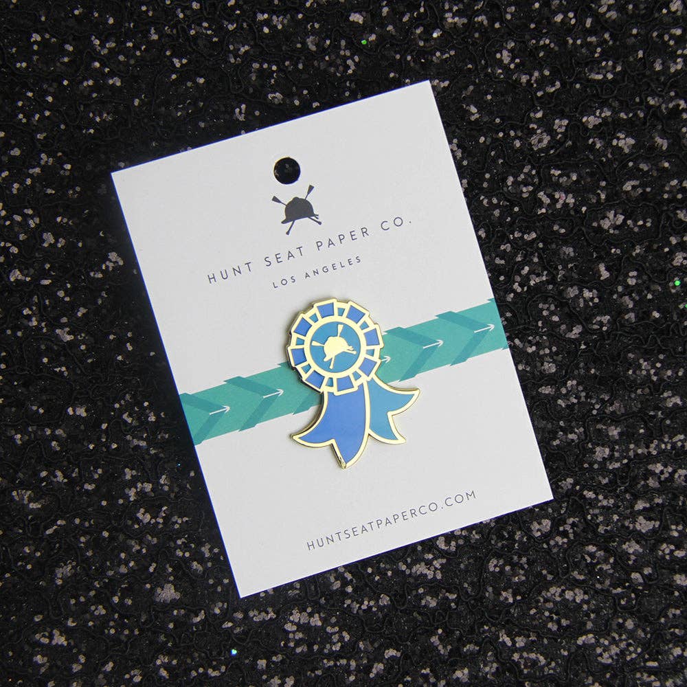 Winner Pony Pin - Equestrian Blue Ribbon Lapel Pin for Gift