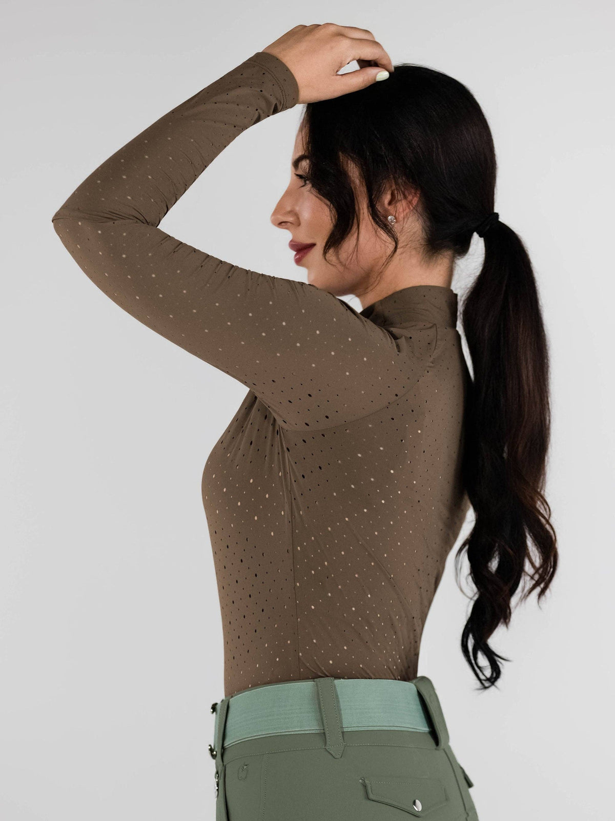 Dapplebay Aircut Mock Neck LS Top-Chestnut
