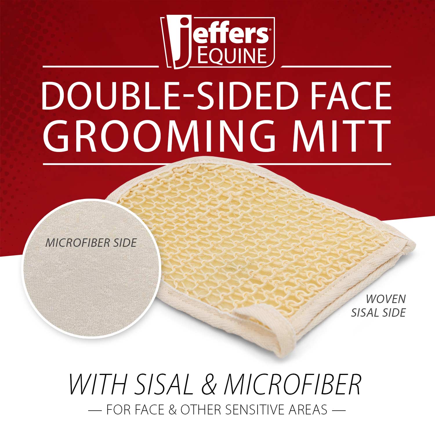 Jeffers Double-Sided Sisal/Microfiber Face Grooming Mitt for Horses