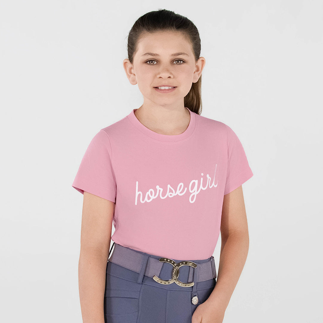Dapplebay Kids Horse Girl Tee-Ballet Pink