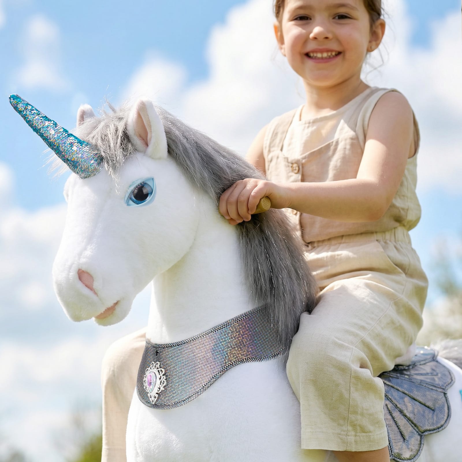Model Y® Unicorn Ride-On Toy Age 4–7 – Grey