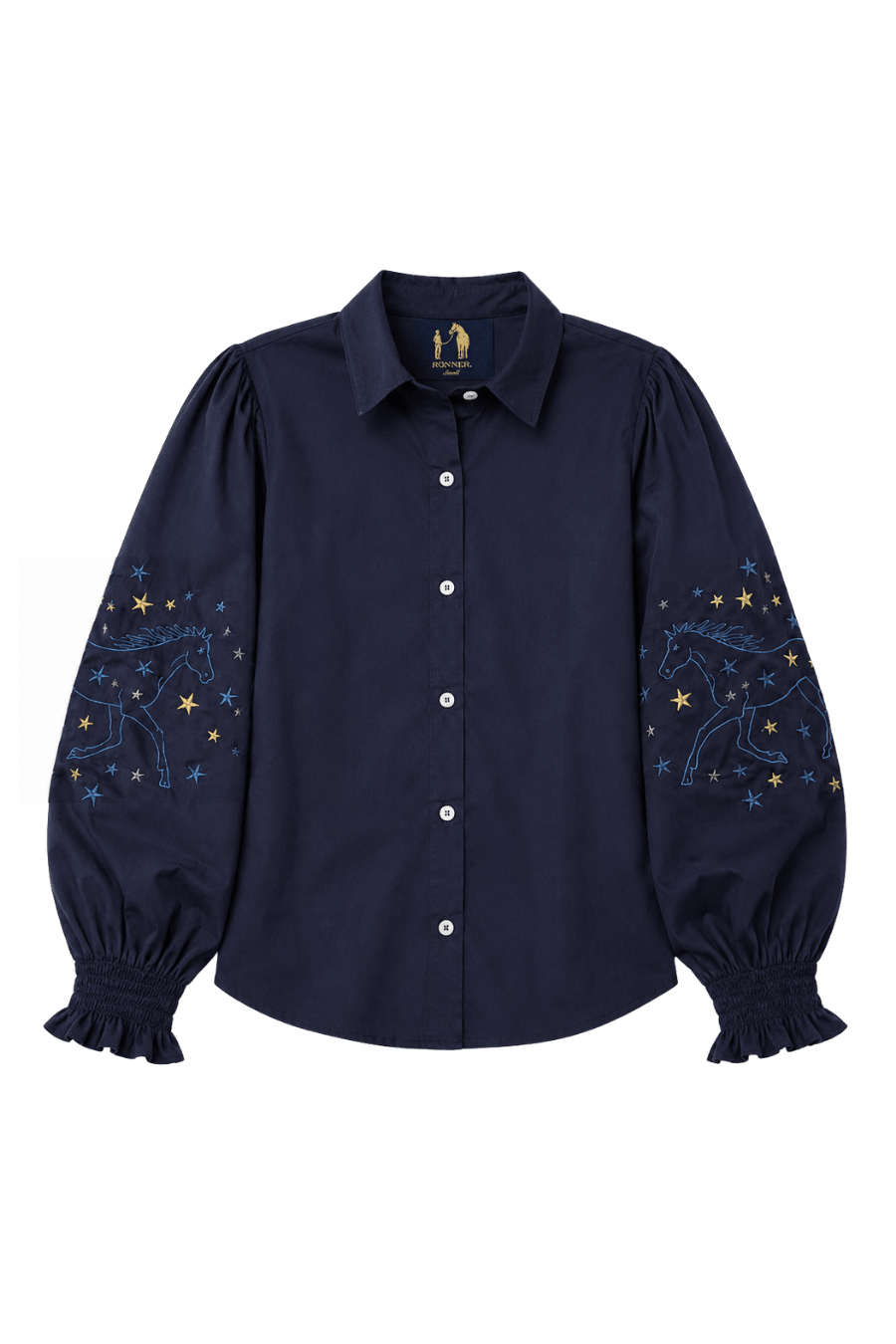 Stella Button | Down Shirt | Embroidered Stars