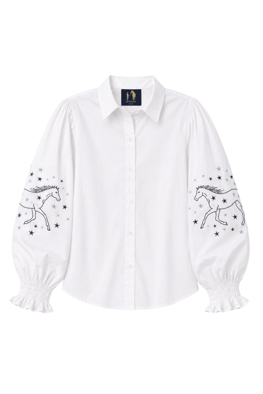 Stella Button | Down Shirt | Embroidered Stars
