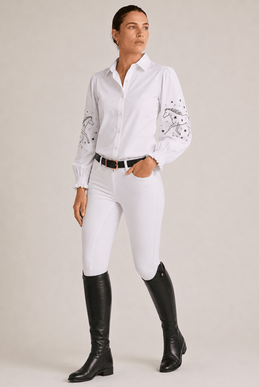 Stella Button | Down Shirt | Embroidered Stars