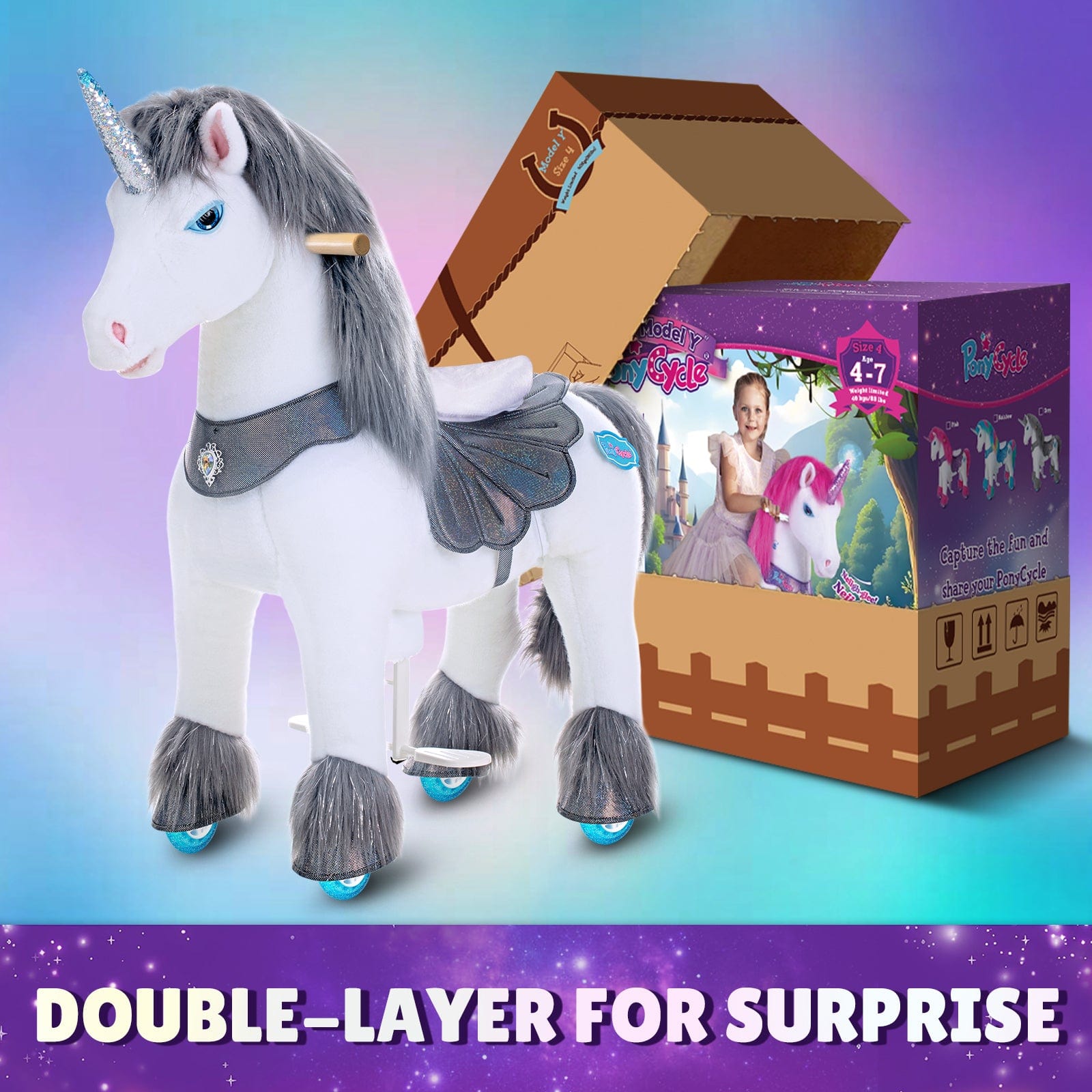 Model Y® Unicorn Ride-On Toy Age 4–7 – Grey