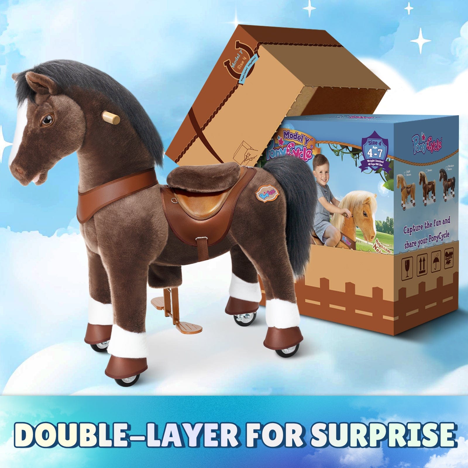 Model Y® Horse Ride-On Toy Age 4–7 – Chocolate Brown