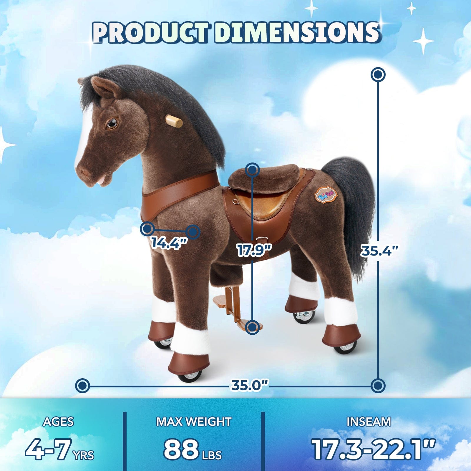 Model Y® Horse Ride-On Toy Age 4–7 – Chocolate Brown